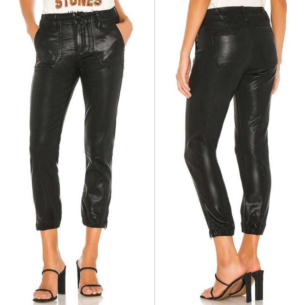 PAIGE Mayslie Jogger Black Fog Luxe Coating Pants‎ Size 29 Coated Denim NWT